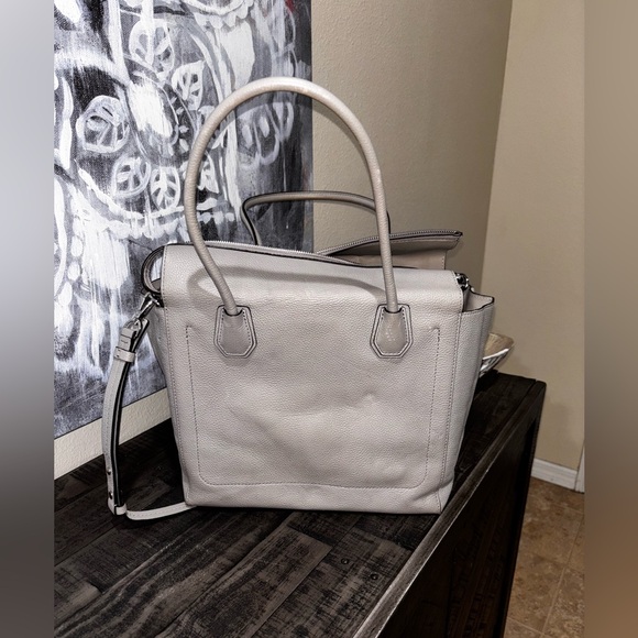 Michael Kors Mercer Satchel Tote Luggage Taupe Brown Large purse Bag Zipper - Picture 13 of 15